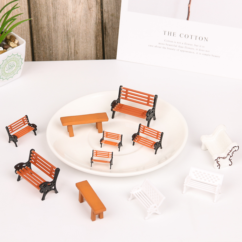 Bonsai Garden House - Tabourets de banc miniatures en résine,